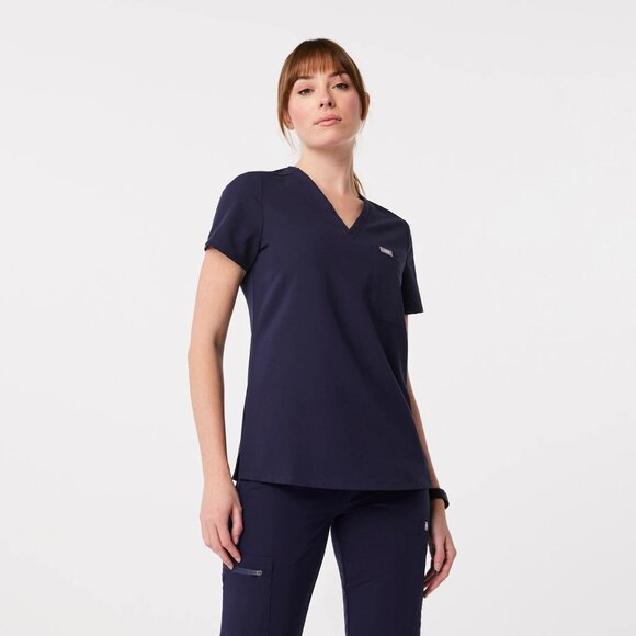 Figs Women's Catarina One Pocket Scrub Top in Navy, Size X-Small - Picture 1 of 8
